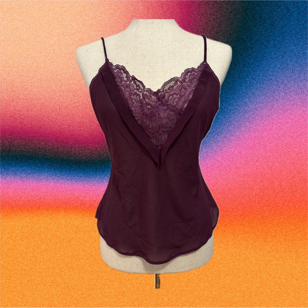 Vintage Purple Semi-Sheer Ruffle Cami Size 36